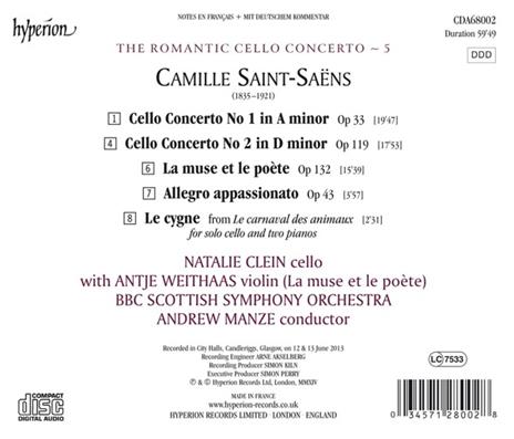 Concerti per violoncello - CD Audio di Camille Saint-Saëns,BBC Scottish Symphony Orchestra,Natalie Clein - 2