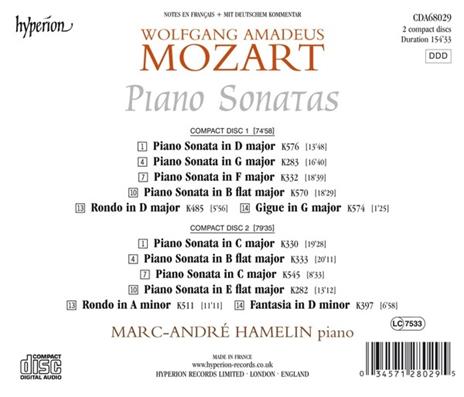 Sonate per Pianoforte - CD Audio di Wolfgang Amadeus Mozart,Marc-André Hamelin - 2