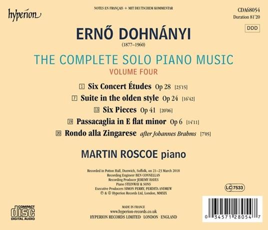 Musica per pianoforte solo vol.4 - CD Audio di Martin Roscoe,Erno Dohnanyi - 2