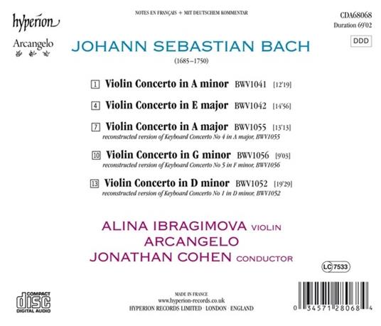 Concerti per violino, archi e basso continuo - CD Audio di Johann Sebastian Bach,Alina Ibragimova,Jonathan Cohen - 2