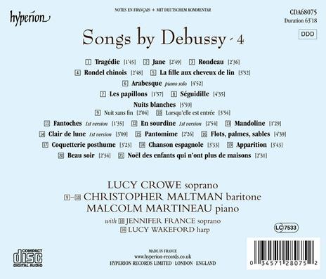 Canzoni vol.4 - CD Audio di Claude Debussy,Malcolm Martineau,Lucy Crowe - 2