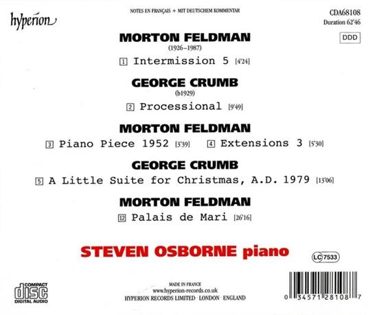 Musica per Pianoforte - CD Audio di George Crumb,Morton Feldman - 2