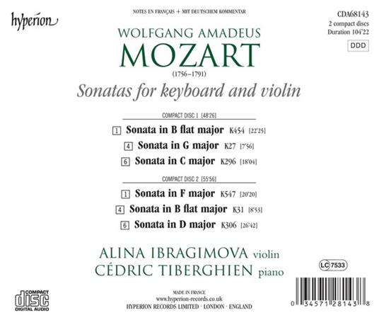 Sonate per violino vol.3 - CD Audio di Wolfgang Amadeus Mozart,Cédric Tiberghien,Alina Ibragimova - 2