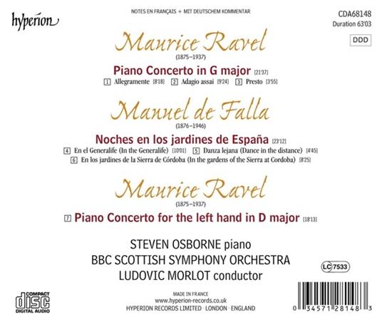Musica per Pianoforte e Orchestra - CD Audio di Maurice Ravel,Manuel De Falla,BBC Scottish Symphony Orchestra,Steven Osborne - 2