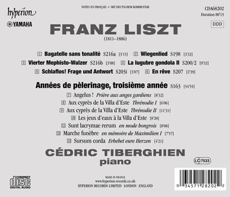 Années de Pelerinage S163 - CD Audio di Franz Liszt,Cédric Tiberghien - 2