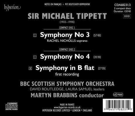 Sinfonie n.3, n.4 - CD Audio di Michael Tippett,BBC Scottish Symphony Orchestra,Martyn Brabbins - 2