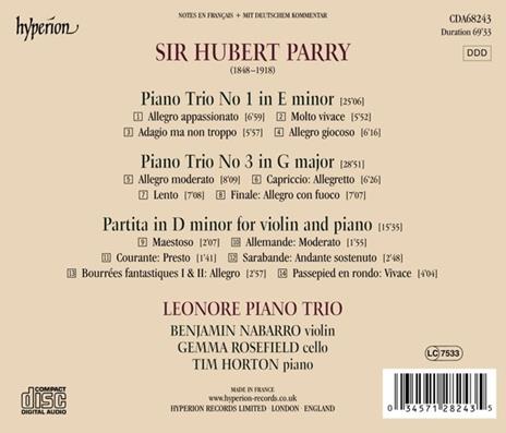 Trii con Pianoforte n.1, n.3 - Partita - CD Audio di Hubert Parry,Leonore Piano Trio - 2