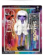 Rainbow high shadow high serie 2  dia mante  bambola viola con vestito alla moda