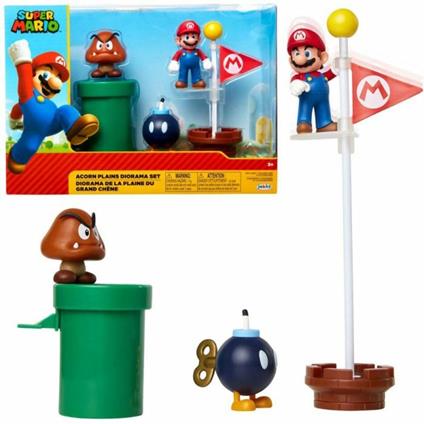 Jakks 85987-4L Nintendo Mario Acorn Plains Diorama Set 5 Figure 6 Cm