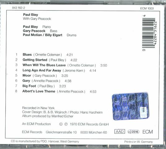 Paul Bley with Gary Peacock - CD Audio di Paul Bley,Gary Peacock,Paul Motian - 2