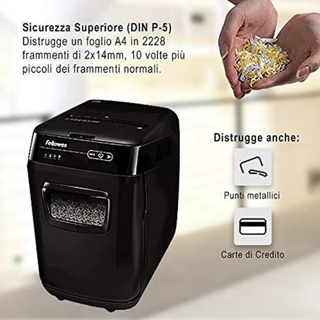 Fellowes AutoMax 200M distruggi documenti Taglio a frammenti Nero - 2