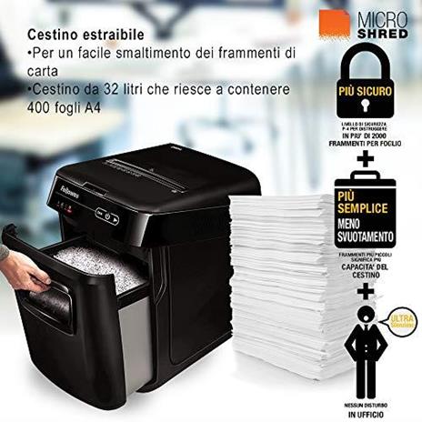 Fellowes AutoMax 200M distruggi documenti Taglio a frammenti Nero - 4