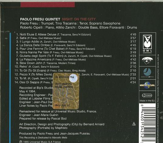 Night on the City - CD Audio di Paolo Fresu - 2