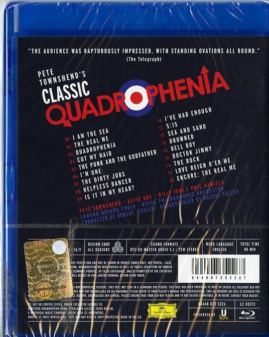 Pete Townshend's Classic Quadrophenia. Live from The Royal Albert Hall (Blu- ray) - Billy Idol , Pete Townshend - CD | IBS