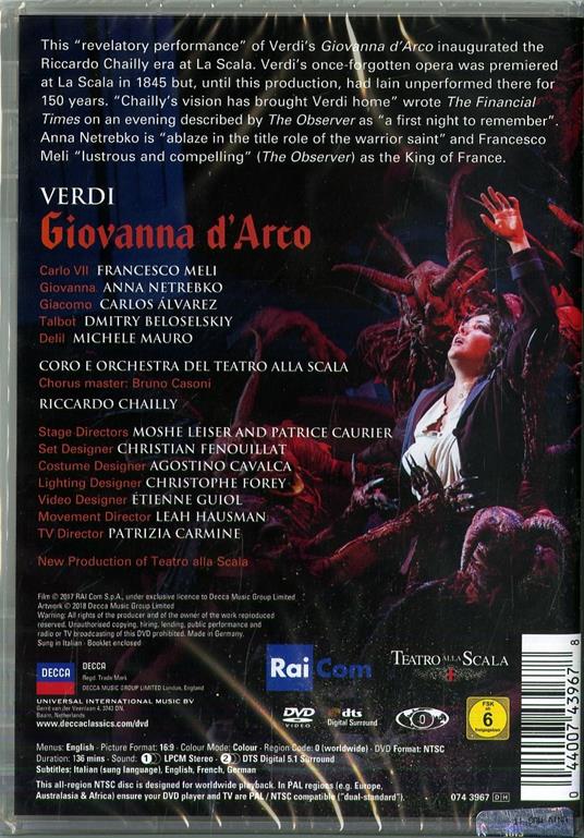 Giovanna D'Arco (DVD) - DVD di Giuseppe Verdi,Anna Netrebko,Riccardo Chailly,Orchestra del Teatro alla Scala di Milano - 2