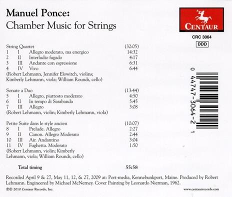 Chamber Music For Strings - CD Audio di Manuel Maria Ponce - 2