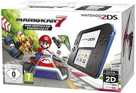 Nintendo 2DS + Mario Kart 7 console da gioco portatile Nero, Blu 8,97 cm (3.53") Touch screen