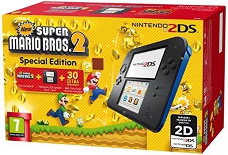 Nintendo 2DS Nero Blu & con New Super Mario Bros. 2 - 2