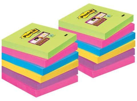 Foglietti Post-itÂ® Super Sticky Notes 76×76 mm assortiti conf. 12  blocchetti da 90 ff – 654-12SSUC - POST-IT Super Sticky - Cartoleria e  scuola