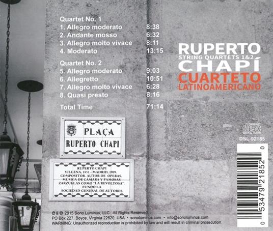 Quartetti per Archi N.1, N.2 - CD Audio di Ruperto Chapí - 2