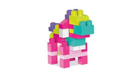 Mega Sacca Ecologica Blocchi da Costruzione con 60 Pezzi, colore Rosa, Giocattolo per Bambini 1+ Anni. Mattel (DCH54) - 9