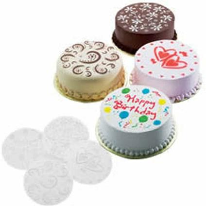 Wilton set 4 stencils per torte varie fantasia per  re torte e dolci di diametro 19,7 cm in plastica