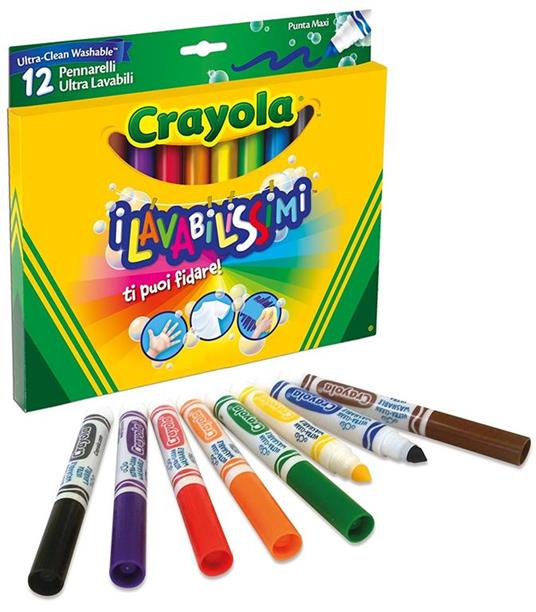 Lavabilissimi. 12 Pennarelli Punta Maxi Ultra Lavabili - Crayola -  Cartoleria e scuola