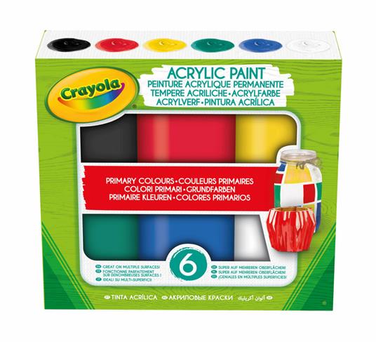 6 Tempere Acriliche. Colori Primari - Crayola - Pittura - Giocattoli | IBS