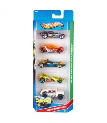 HOT WHEELS - 5 Veicoli, Confezione Assortimento di Veicoli in scala 1:64