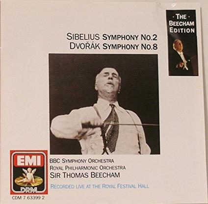 Sinfonia n.2 / Sinfonia n.8 - CD Audio di Antonin Dvorak,Jean Sibelius,Sir Thomas Beecham