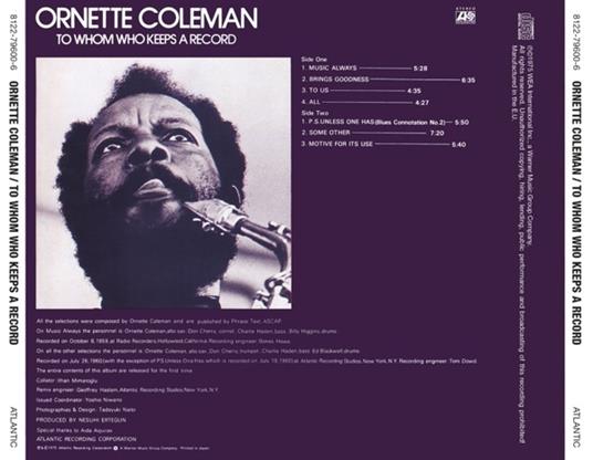 To Whom Who Keeps a Record (Japan 24 Bit) - CD Audio di Ornette Coleman - 2