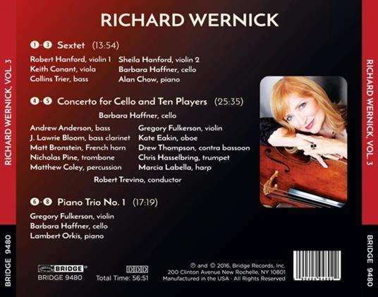 Concerto For Cello And Ten Players-Piano Trio No.1 - CD Audio di Richard Wernick - 2