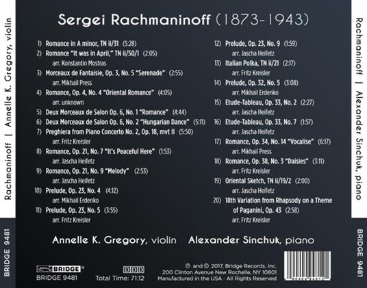 Musica per violino e pianoforte completa - CD Audio di Sergei Rachmaninov - 2
