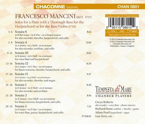 Solos for a Flute - CD Audio di Francesco Mancini - 2