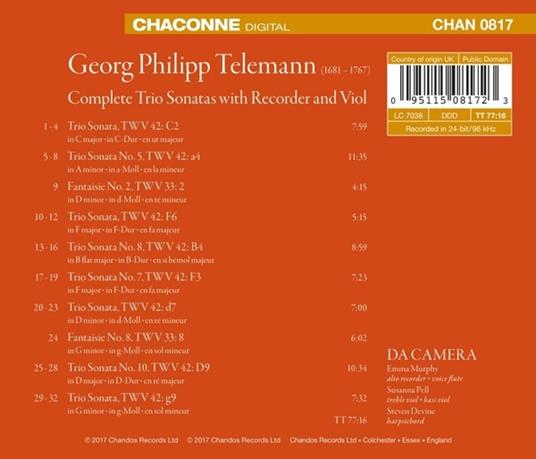 Sonate con flauto e viola complete - CD Audio di Georg Philipp Telemann - 2