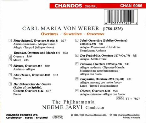 Overtures - CD Audio di Carl Maria Von Weber,Neeme Järvi,Philharmonia Orchestra - 2