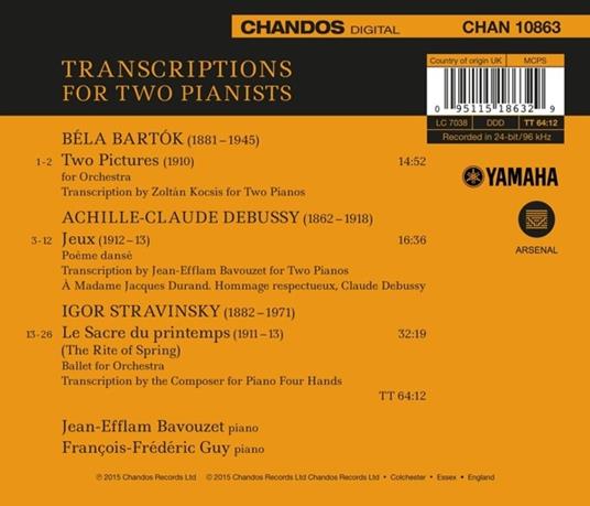 Trascrizioni per due pianoforti - CD Audio di Jean-Efflam Bavouzet,François-Frédéric Guy
