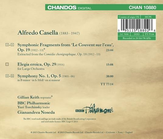 Opere orchestrali vol.4 - CD Audio di Alfredo Casella,BBC Philharmonic Orchestra,Gianandrea Noseda,Gillian Keith - 2