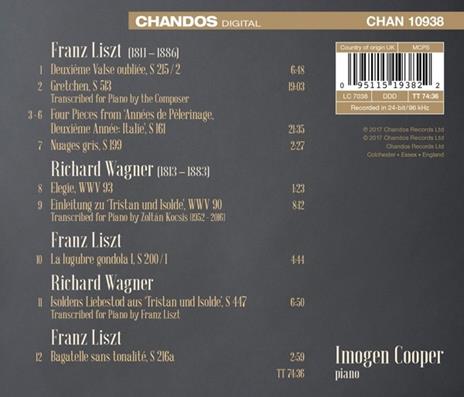 Liszt & Wagner - CD Audio di Franz Liszt,Richard Wagner,Imogen Cooper - 2