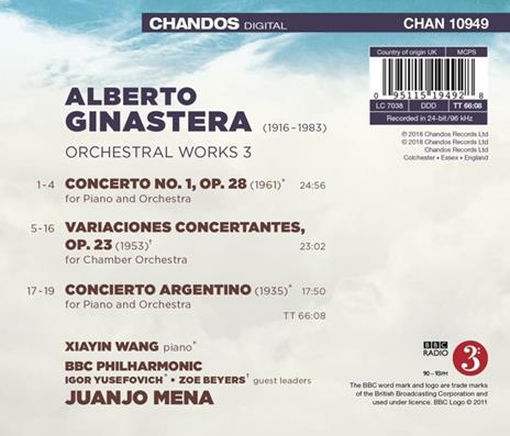 Musica orchestrale vol.3 - CD Audio di Alberto Ginastera,BBC Philharmonic Orchestra,Juanjo Mena - 2