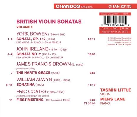 British Violin Sonatas vol.3 - CD Audio di Tasmin Little - 3