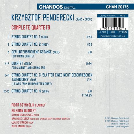 Complete Quartets - CD Audio di Krzysztof Penderecki,Silesian Quartet - 2