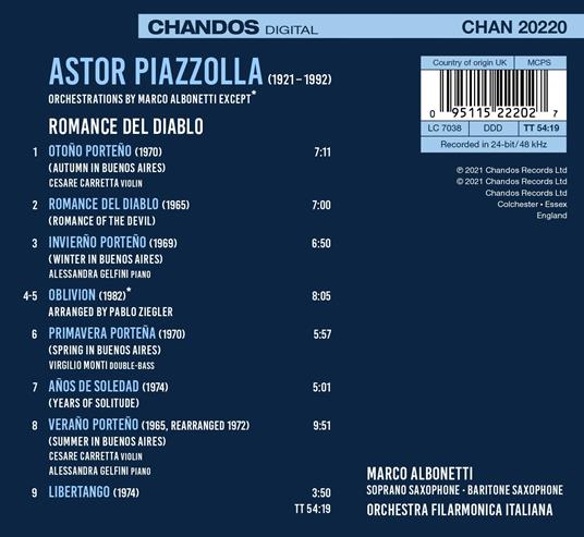 Romance del Diablo. The Music of Piazzolla - CD Audio di Marco Albonetti - 2