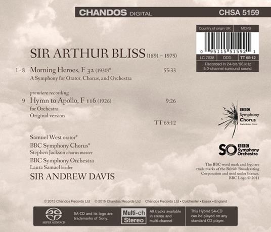Morning Heroes - SuperAudio CD ibrido di Sir Arthur Bliss,BBC Symphony Orchestra - 2