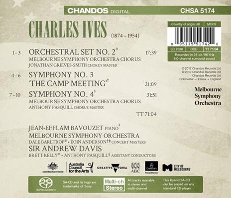 Musica per orchestra vol.3 - SuperAudio CD ibrido di Charles Ives,Andrew Davis,Jean-Efflam Bavouzet,Melbourne Symphony Orchestra - 2