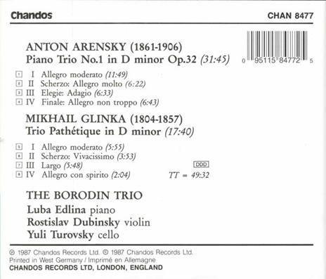 Trii - CD Audio di Mikhail Glinka,Anton Arensky,Borodin Trio - 2