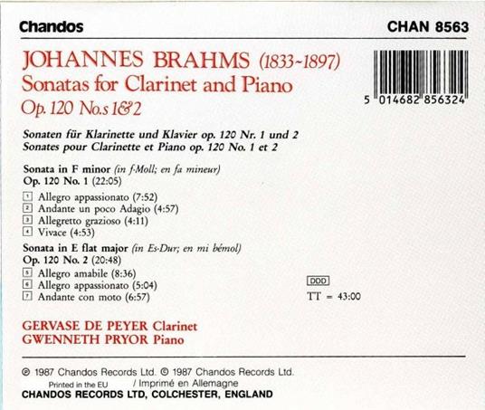 Sonate per clarinetto - CD Audio di Johannes Brahms - 2