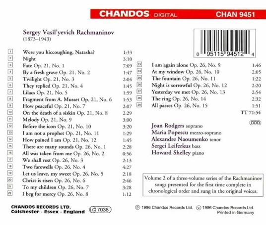 Canzoni vol.2 - CD Audio di Sergei Rachmaninov - 2