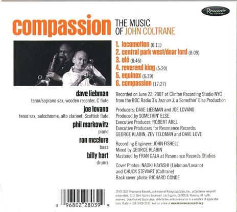 Compassion. The Music of John Coltrane - CD Audio di Joe Lovano,David Liebman - 2