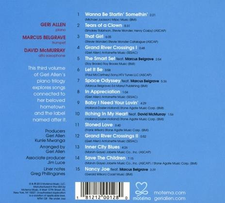 Grand River Crossings: Motown & Motor City Inspira - CD Audio di Geri Allen - 2